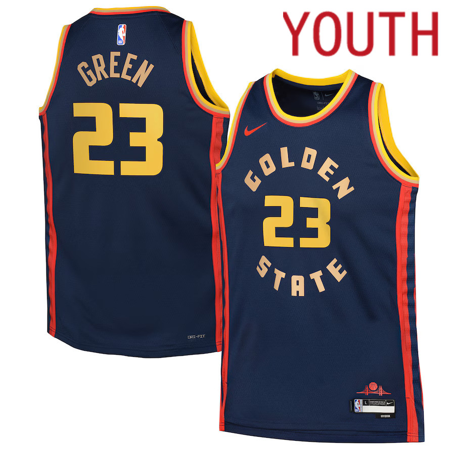 Youth Golden State Warriors #23 Draymond Green Nike Navy City Edition 2024-25 Swingman Player NBA Jersey